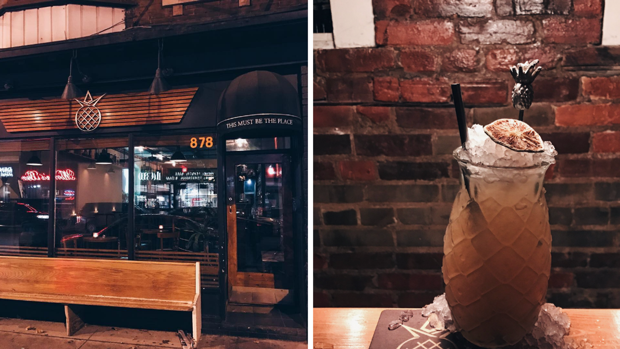 Civil Liberties on Bloor Street West. Right: A cocktail at the bar.