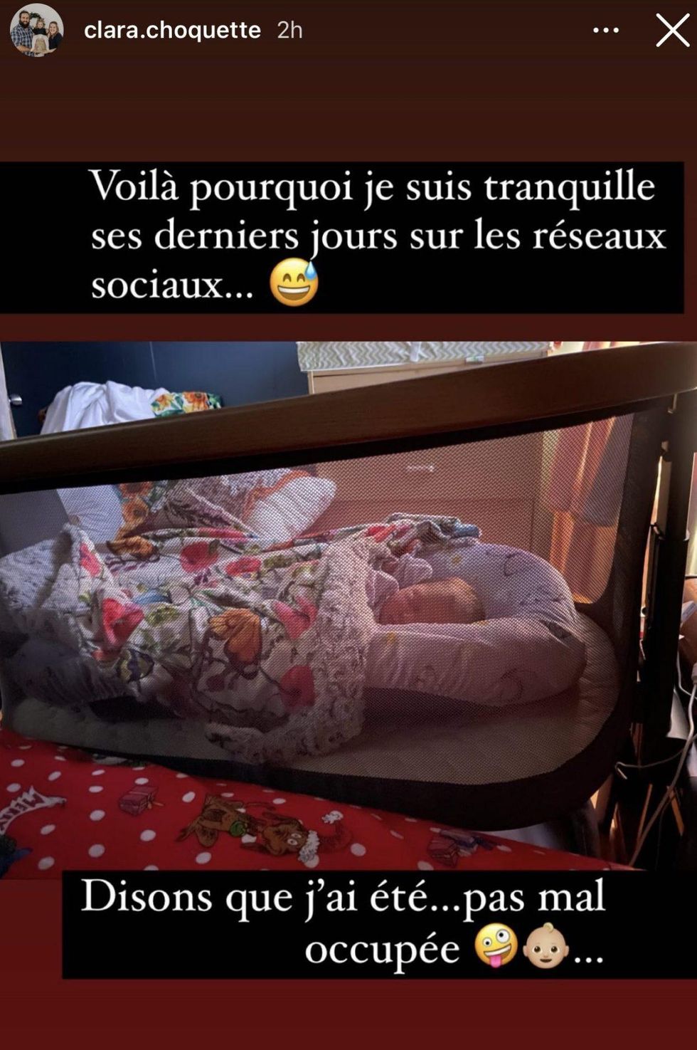 Clara de L'amour est dans le pr\u00e9 a accouch\u00e9.