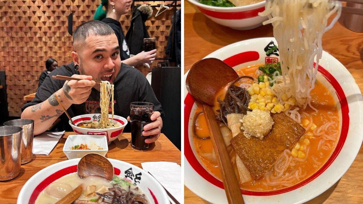 Clients du Kinton Ramen. Droite : Ramens du Kinton Ramen.