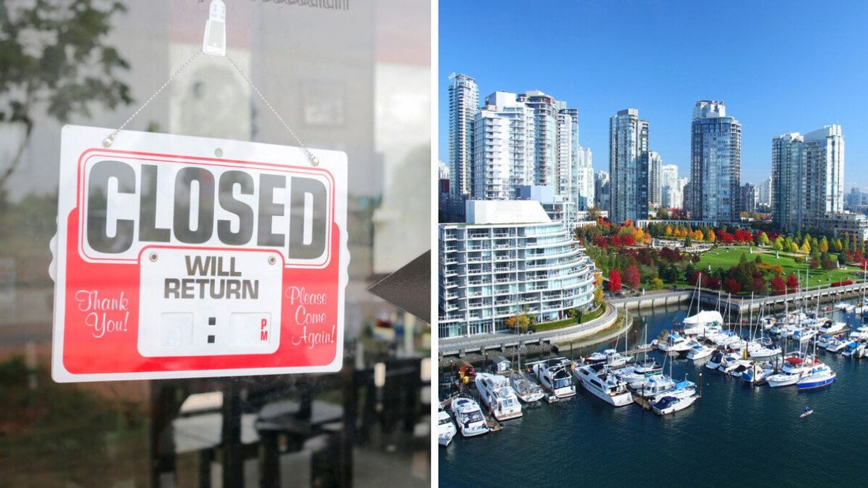 Closed sign. Right: Vancouver, B.C.