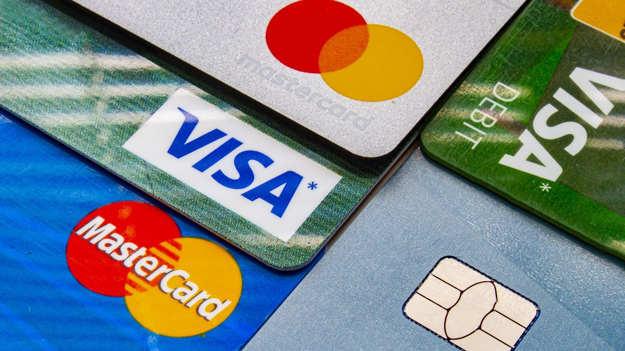 Closeup of Canadian credit cards.