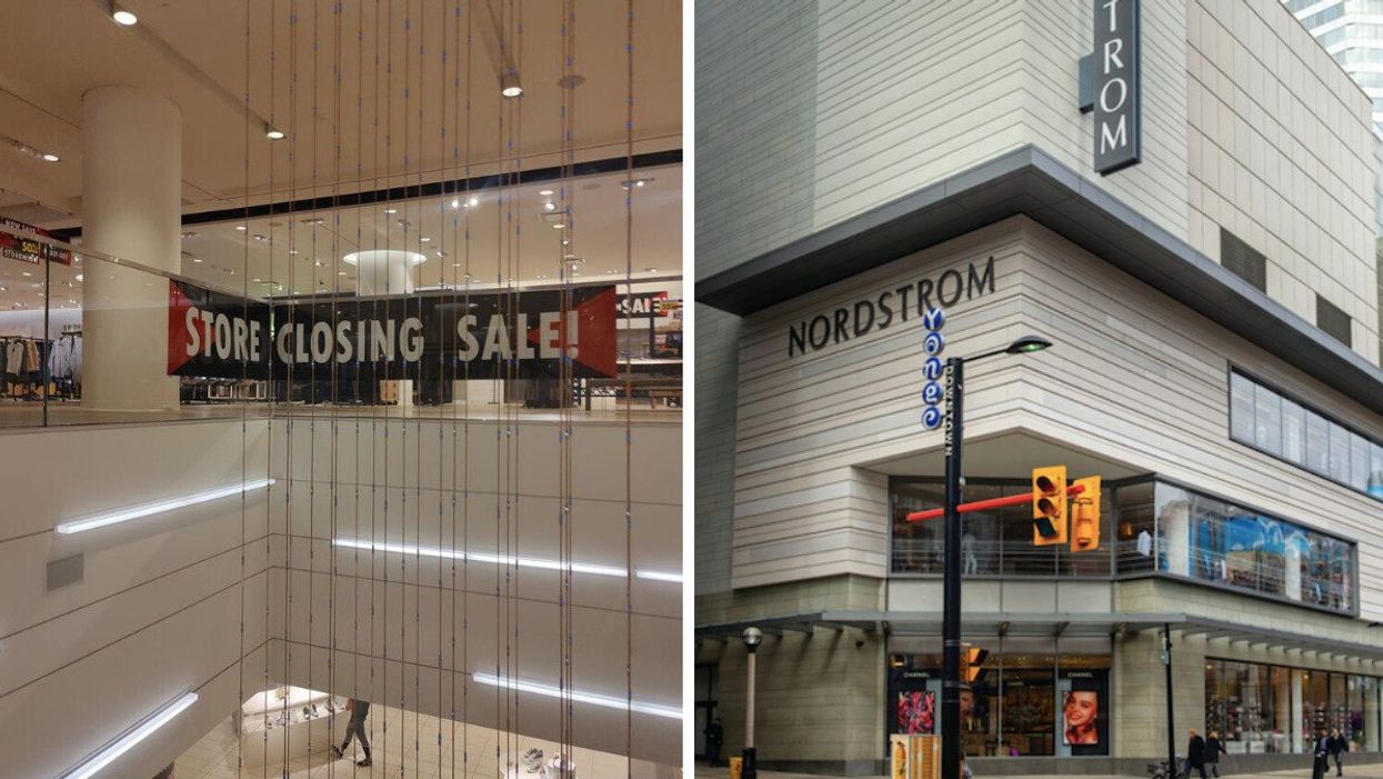 Closing at Nordstrom Eaton Centre. Right: Eaton Centre.