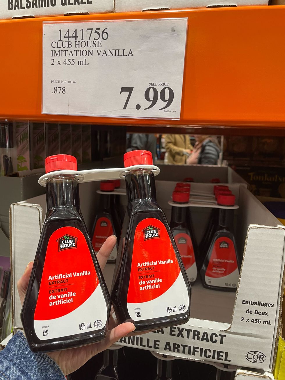 club house artificial vanilla extract bottles in a two-pack at costco