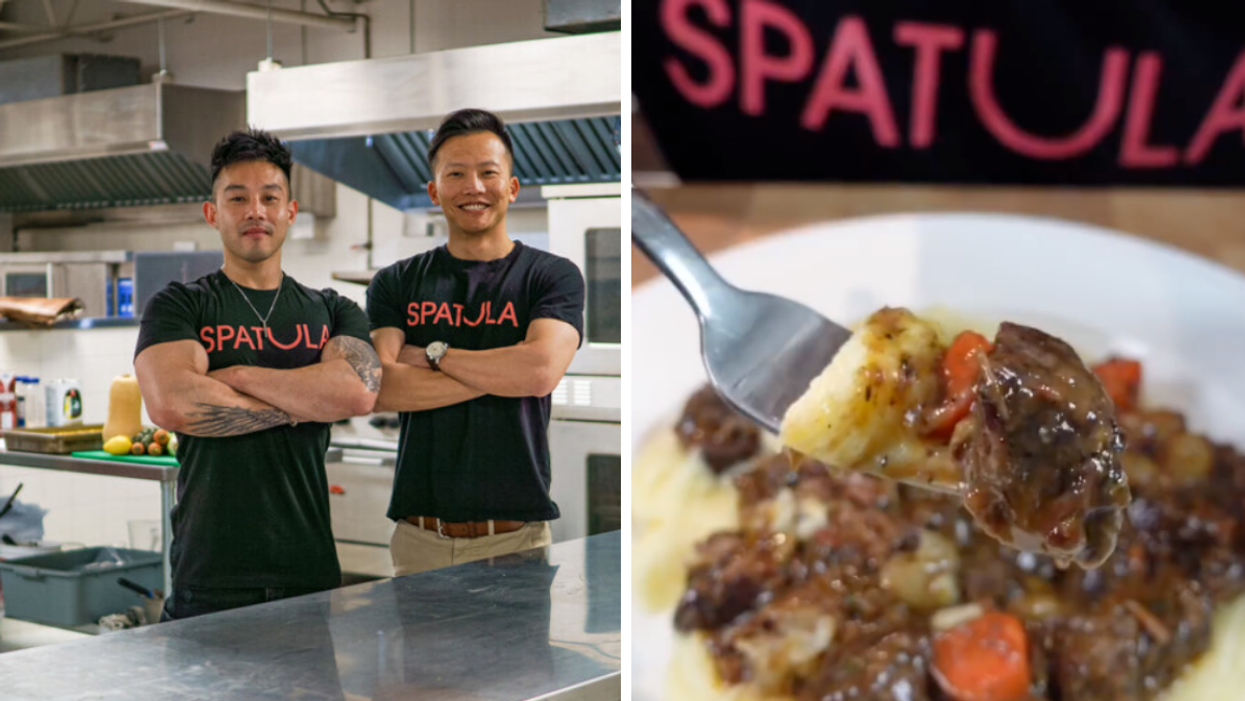 Co-founders of Spatula Foods Wallace Wong and Ian Weng. Right: Food from Spatula.