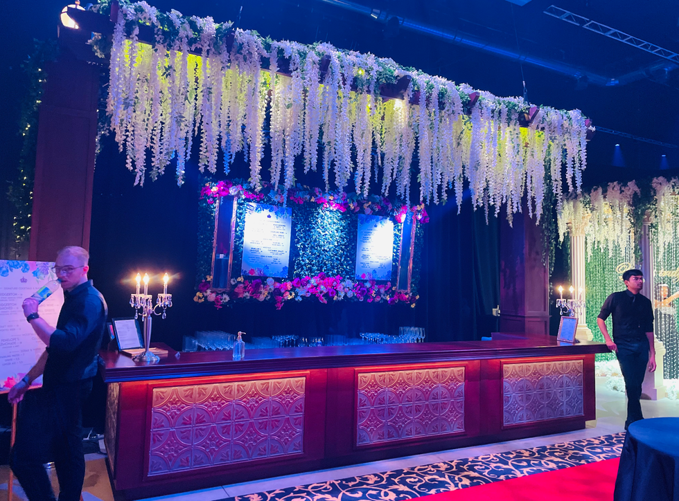 Cocktail bar at the Bridgerton Experience.