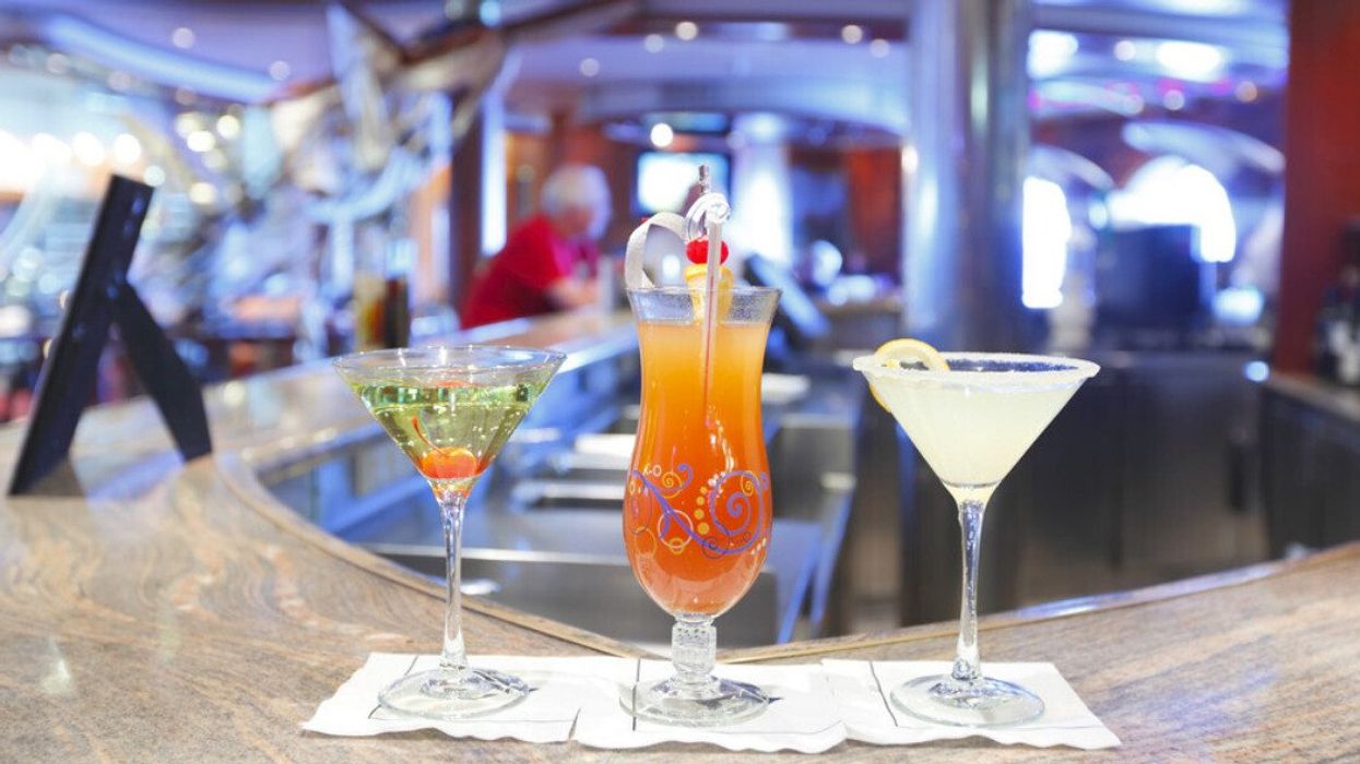 Cocktails at a bar.