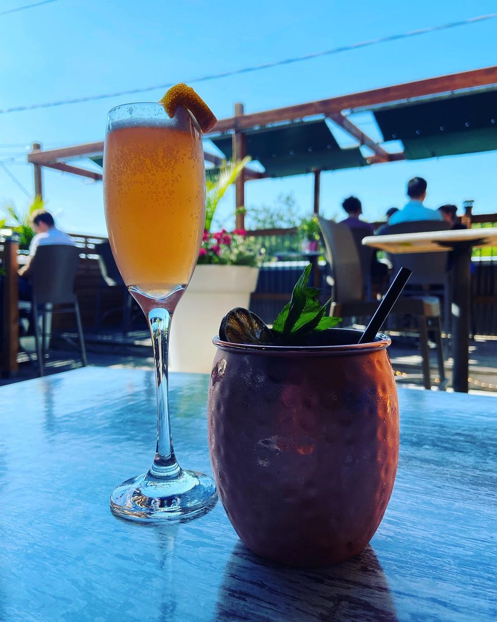 Cocktails on the rooftop patio at Churchill's in Westboro.