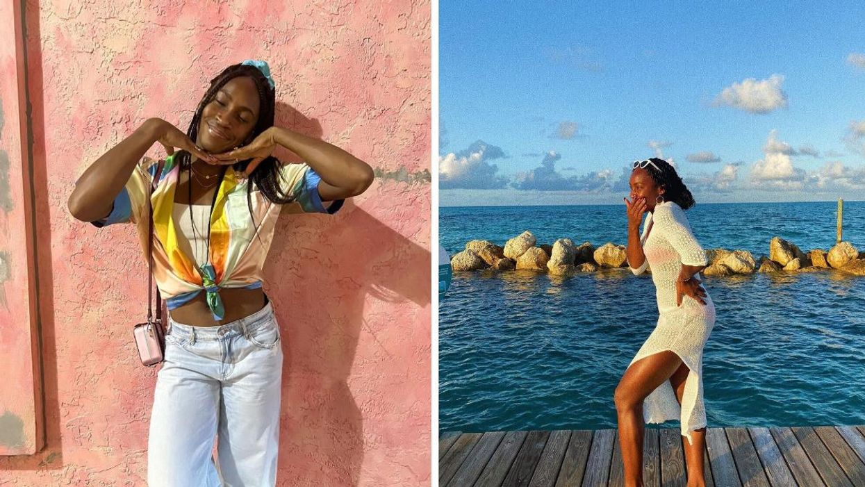 Coco Gauff on her birthday. Right: Coco Gauff in Nassau Bahamas.