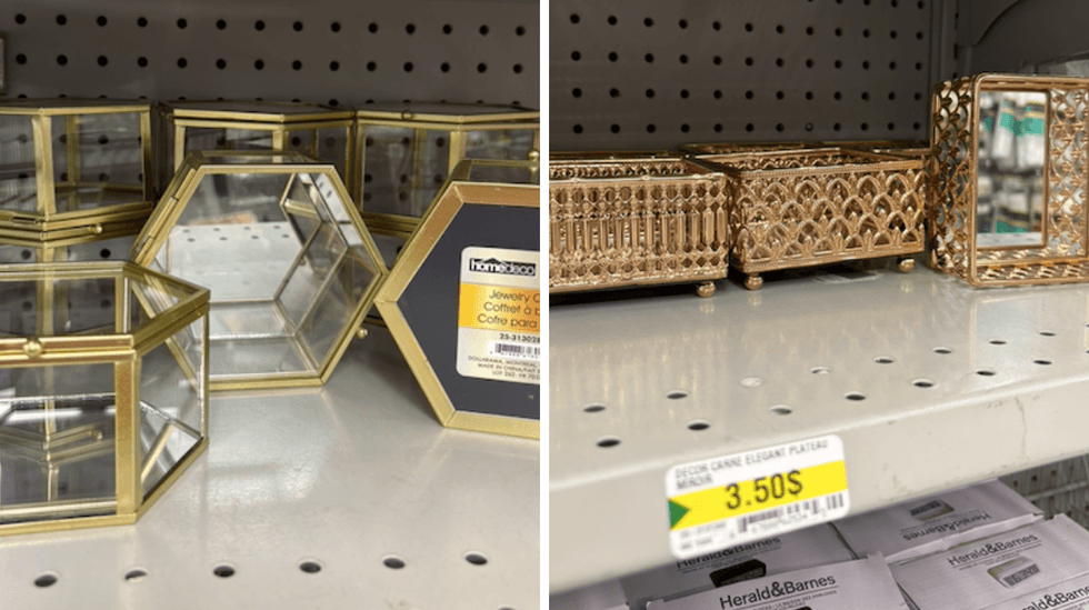 Coffret \u00e0 bijoux sur les tablettes du Dollarama.