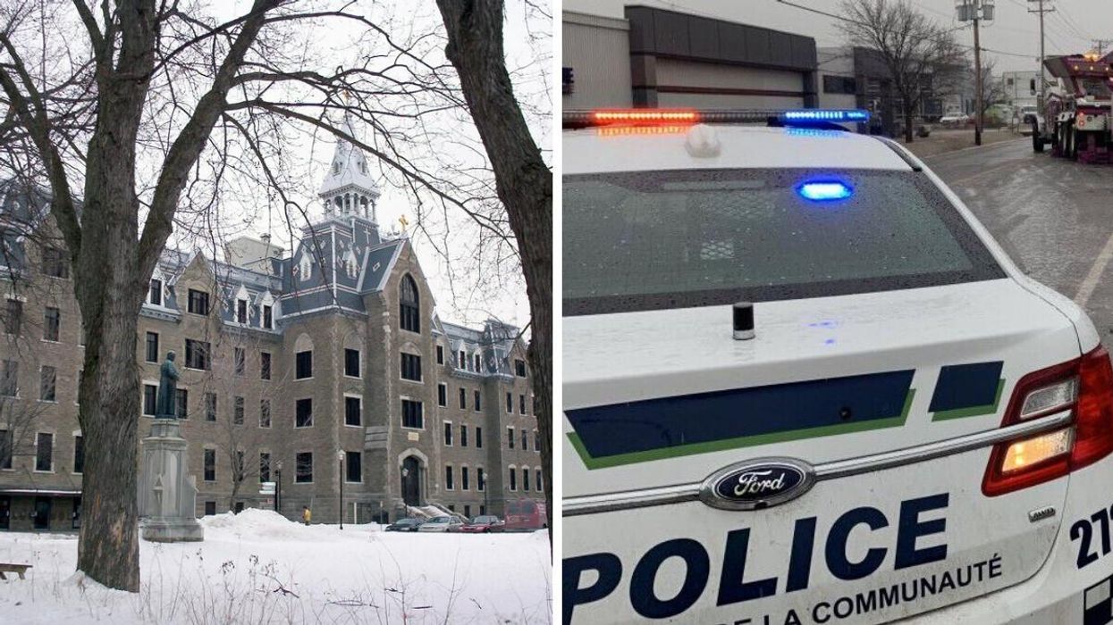 Collège Lionel-Groulx. Droite : Voiture de police.