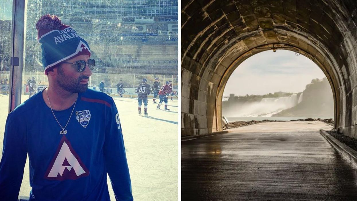 Colorado Avalanche forward Nazem Kadri. Right: The Tunnel in Niagara Falls.