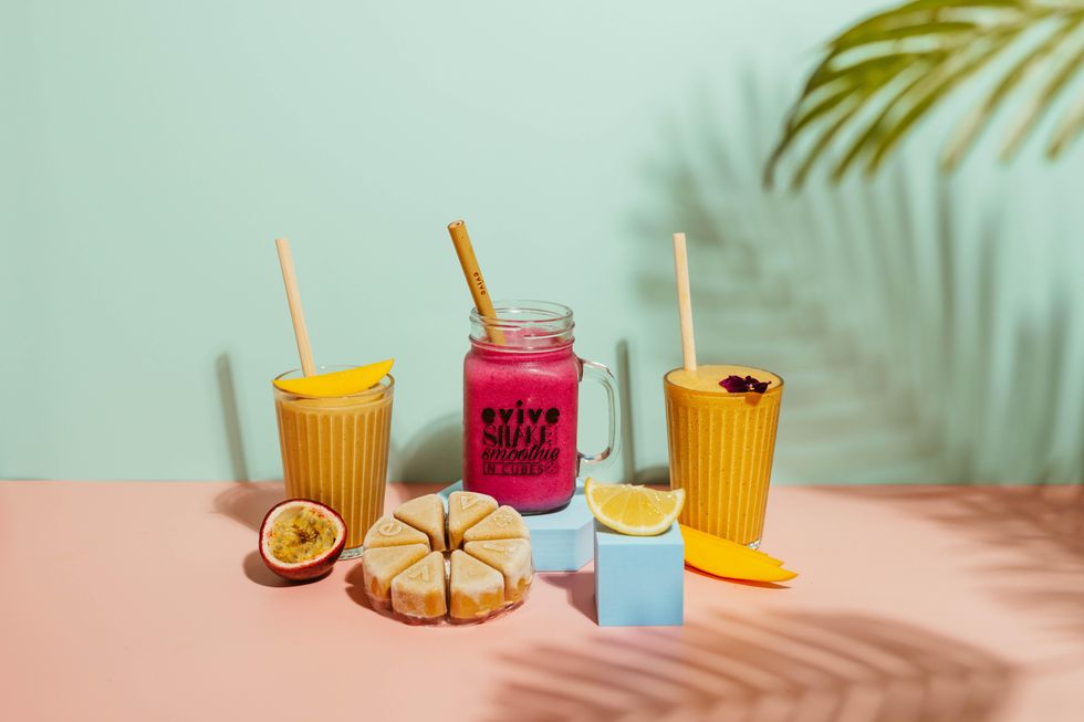 Colourful fruit and vegetable smoothies from Evive.