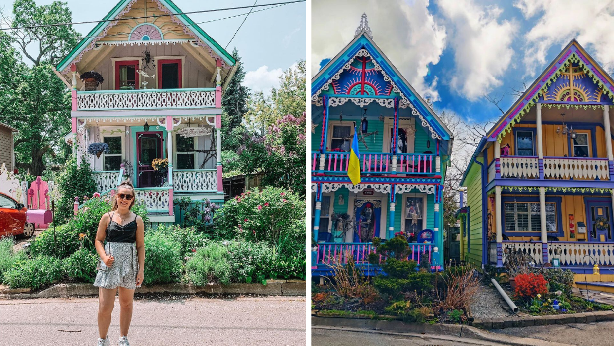 Colourful 'Painted Ladies' homes of Ontario near Grimsby Beach.