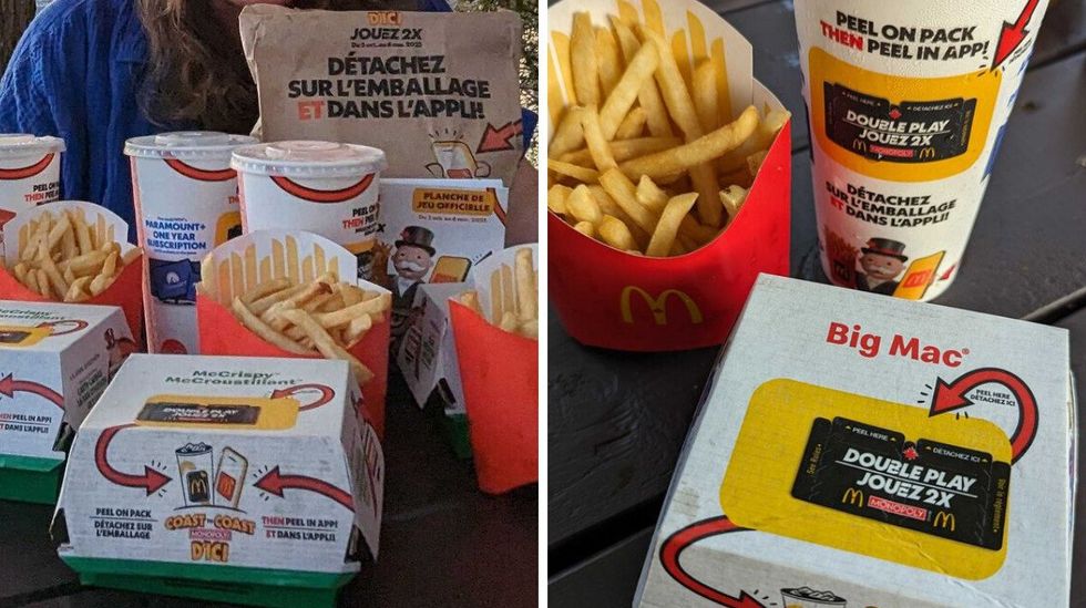 Commande McDonald's pendant le jeu Monopoly d'Ici 2023.