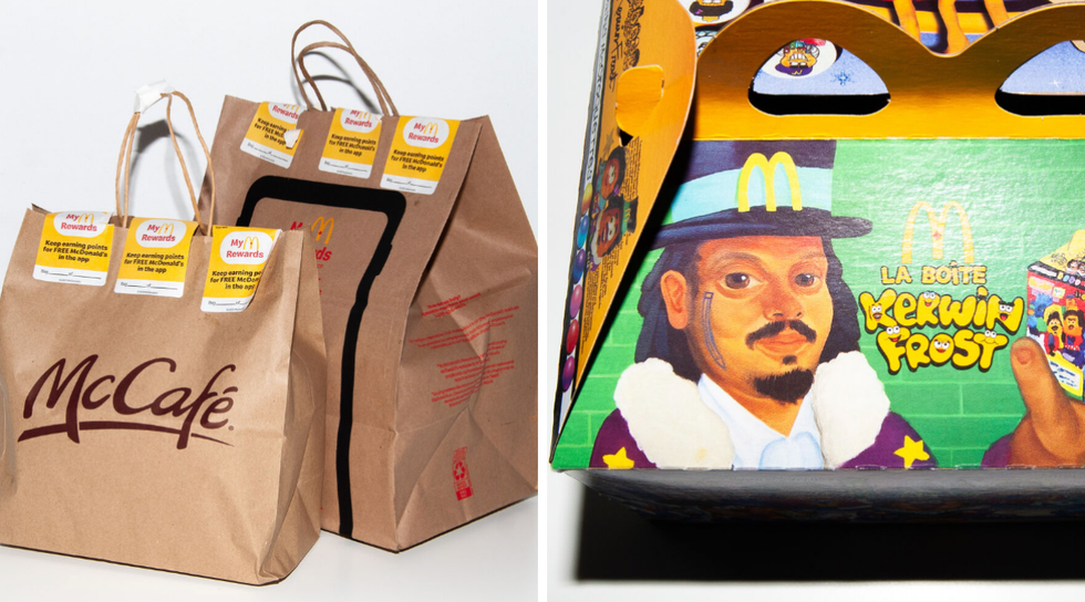 Commande Uber Eats du McDonald\u2019s. Droite : Bo\u00eete Kerwin Frost de McDonald\u2019s.