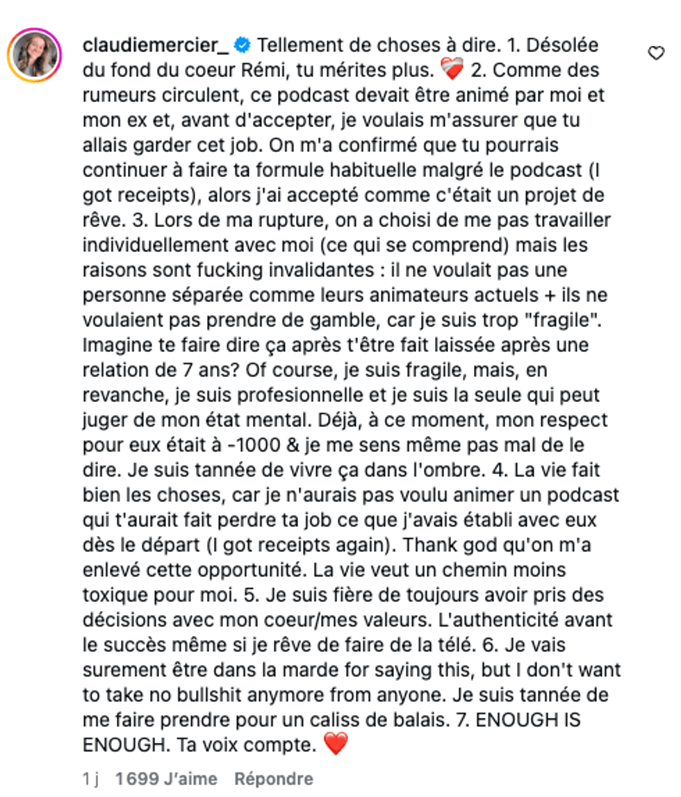 Commentaire de Claudie Mercier sur la saga du Podcast OD.