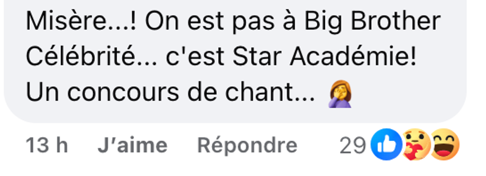 Commentaire du public sur les r\u00e9seaux sociaux de Star Acad\u00e9mie.