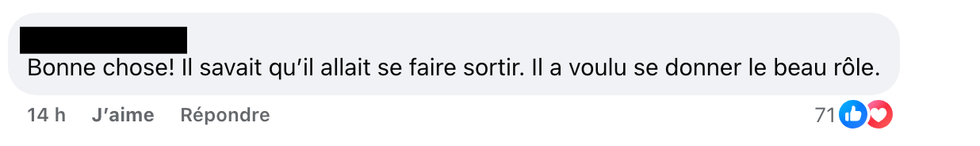 Commentaire Facebook : les fans pensent que Danick a laiss\u00e9 sa place comme il allait \u00eatre \u00e9limin\u00e9.