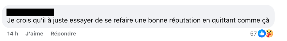 Commentaire Facebook : les fans pensent que Danick a laiss\u00e9 sa place comme il allait \u00eatre \u00e9limin\u00e9.