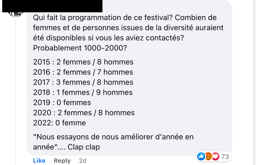 Commentaire Facebook.