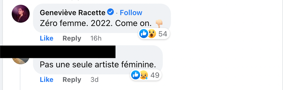 Commentaire Facebook.