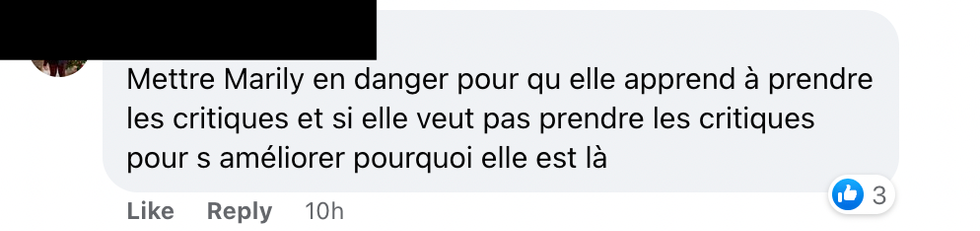 Commentaire Facebook.