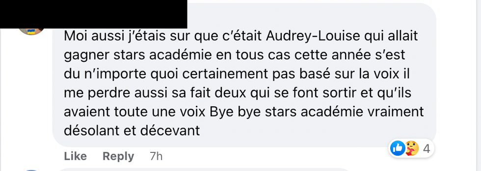 Commentaire Facebook.