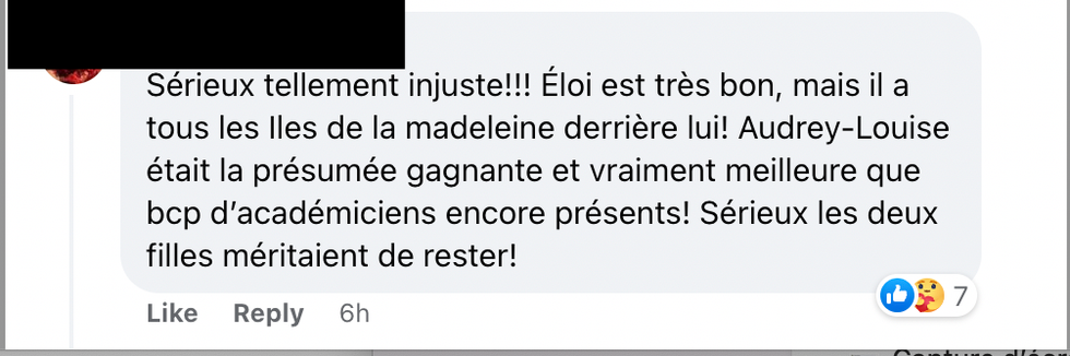Commentaire Facebook.