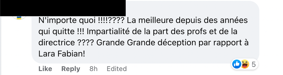 Commentaire Facebook.