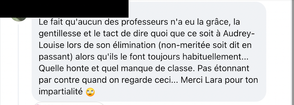 Commentaire Facebook.