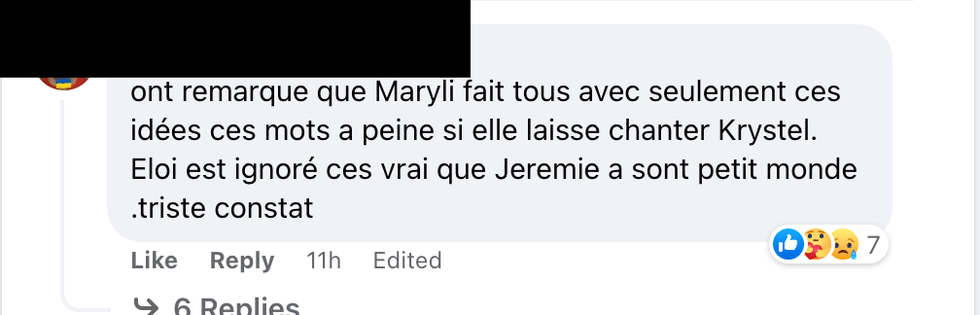 Commentaire Facebook.