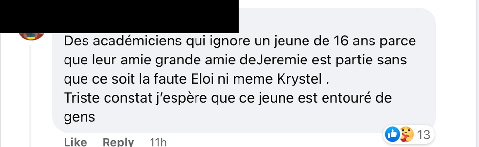 Commentaire Facebook.