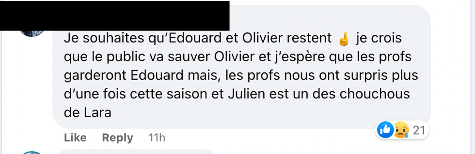Commentaire Facebook.