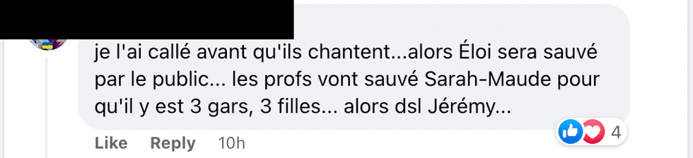 Commentaire Facebook.