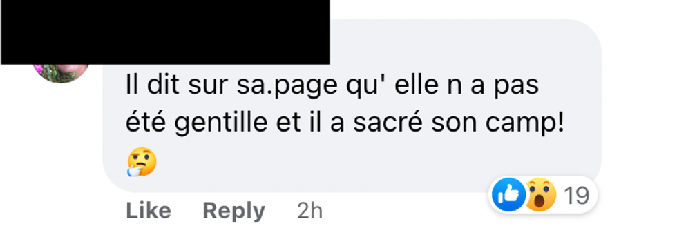 Commentaire Facebook.