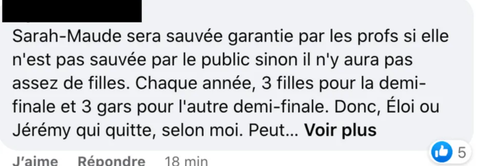 Commentaire Facebook.