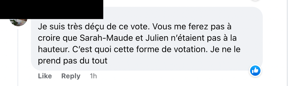 Commentaire Facebook.