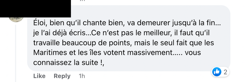 Commentaire Facebook.
