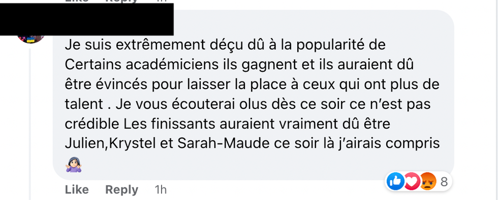 Commentaire Facebook.