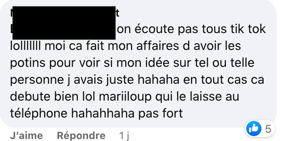 Commentaire Facebook.