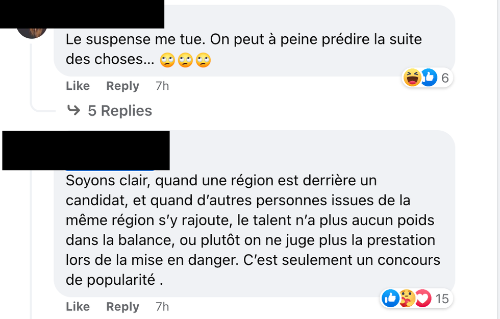 Commentaire Facebook.