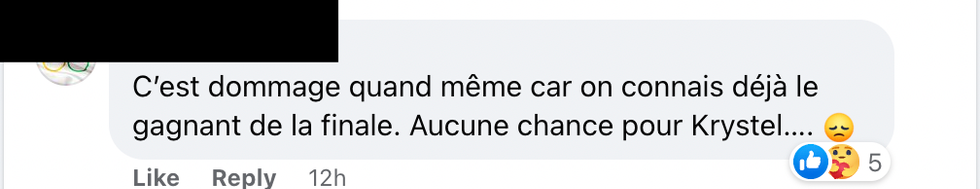 Commentaire Facebook.