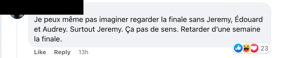 Commentaire Facebook.