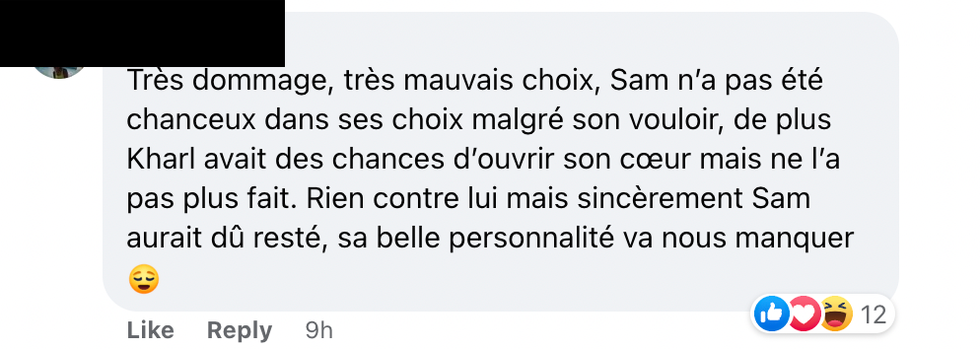 Commentaire Facebook.