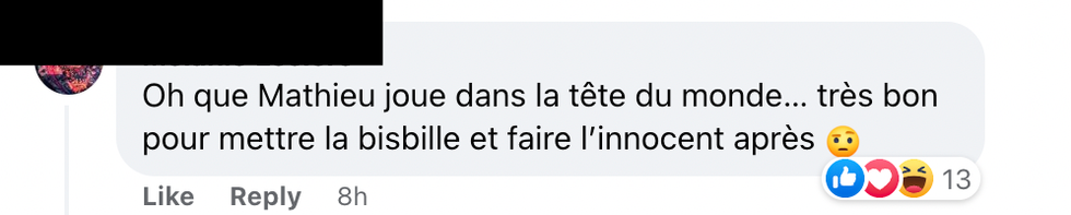 Commentaire Facebook.