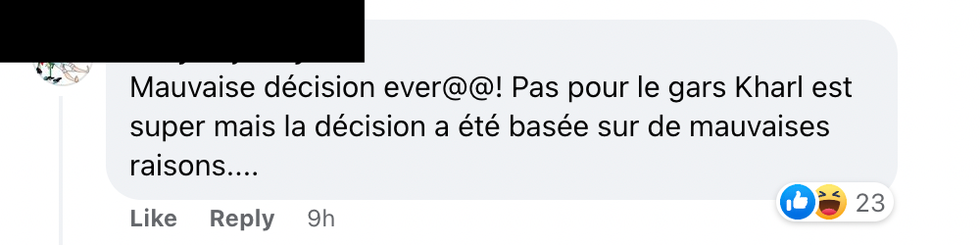 Commentaire Facebook.