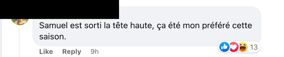 Commentaire Facebook.