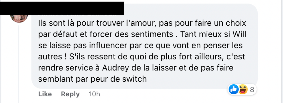 Commentaire Facebook.