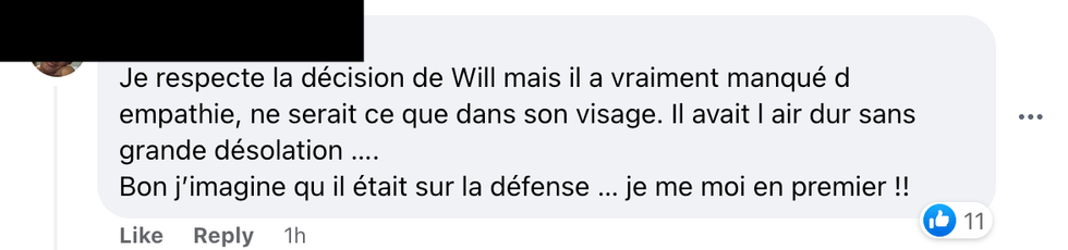 Commentaire Facebook.