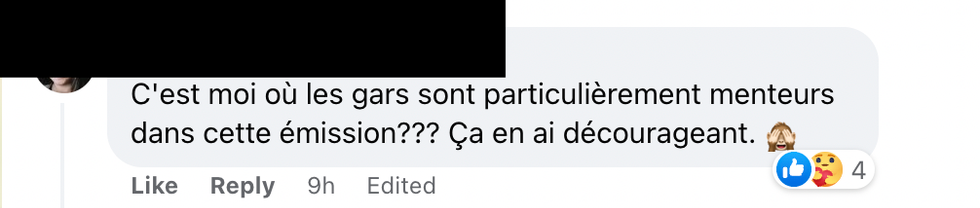 Commentaire Facebook.